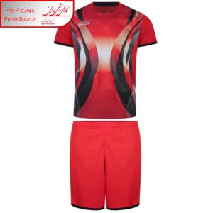 ست تی شرت و شلوارک ورزشی مردانه کالای ورزشی پروین مدل a.s.i.x.6 رنگ قرمز