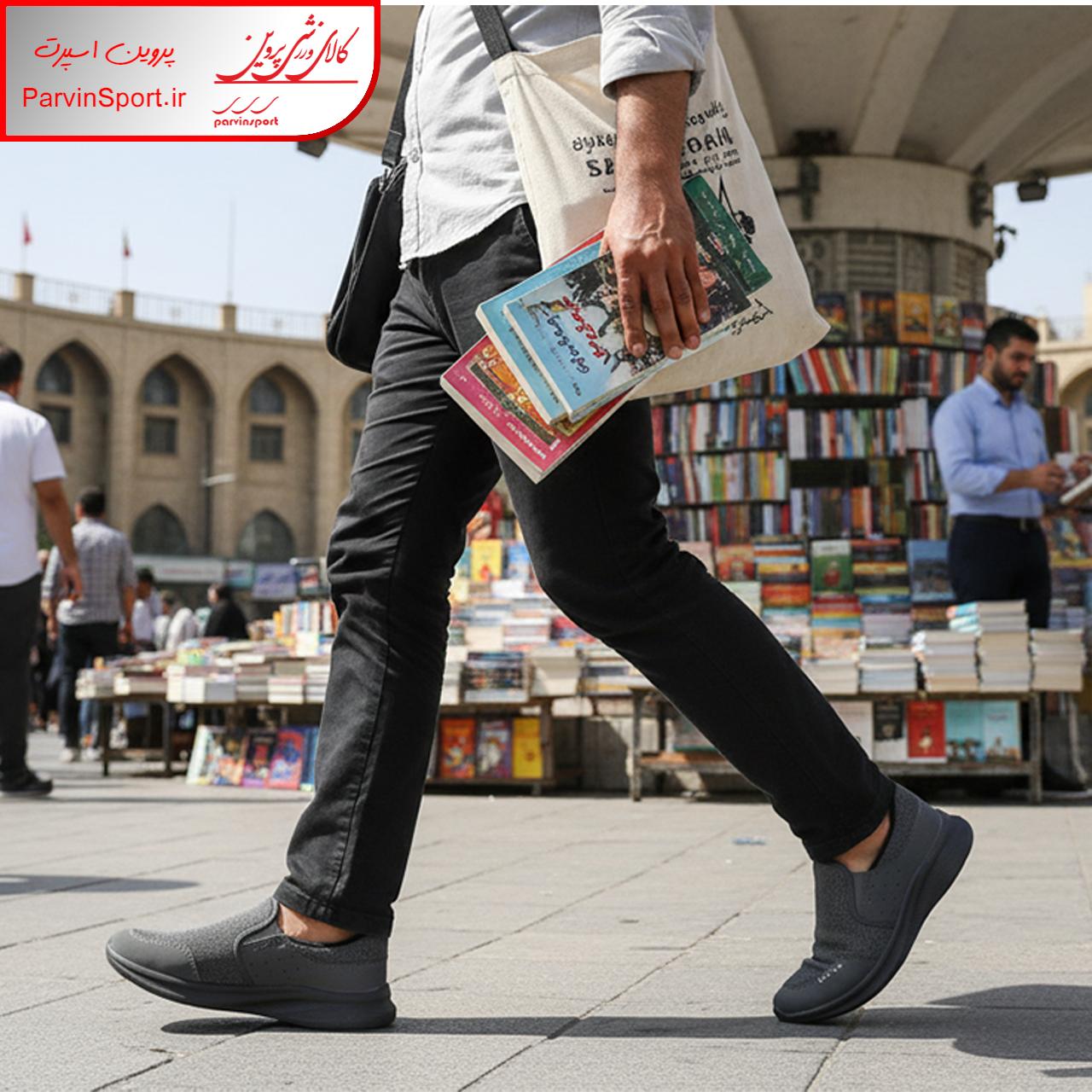 کفش پیاده روی مردانه مدل تن تاک رنگ طوسی - Image 2