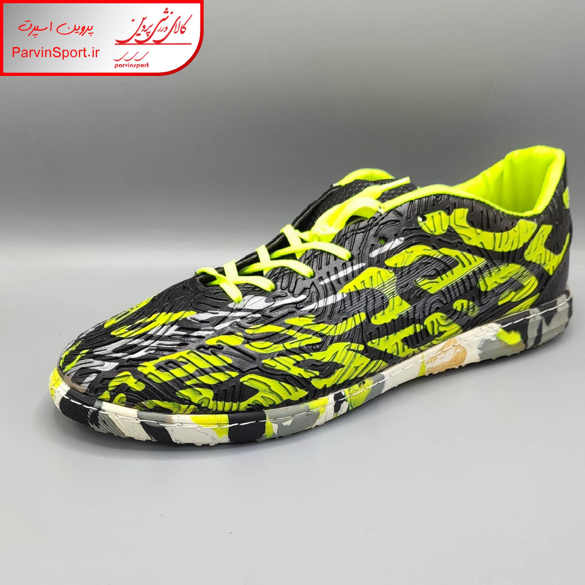 کفش فوتسال مردانه مدل سالنی حرفه ای رنگ فسفری