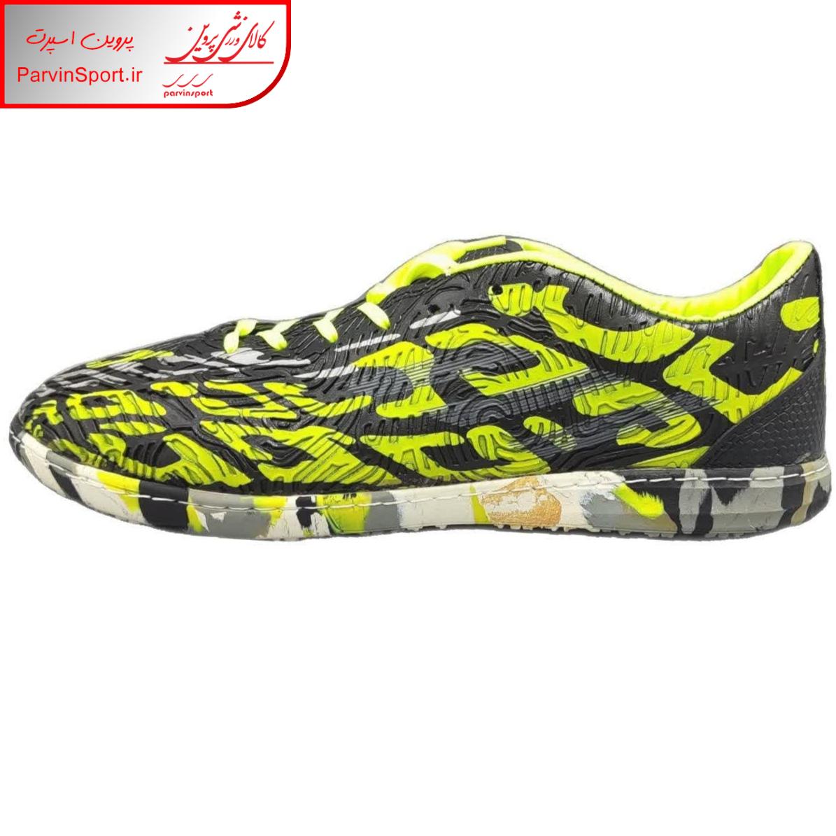 کفش فوتسال مردانه مدل سالنی حرفه ای رنگ فسفری