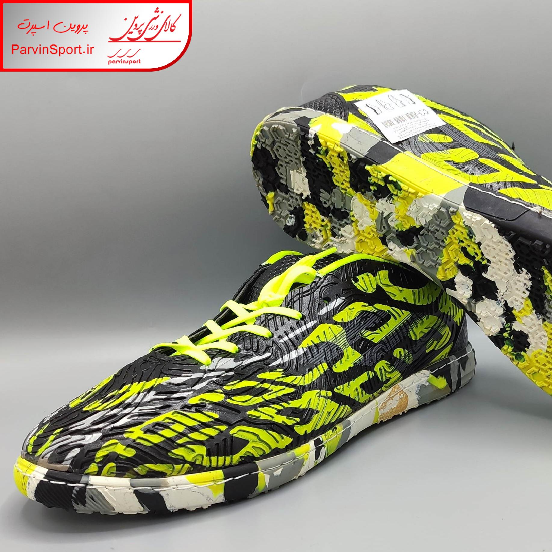 کفش فوتسال مردانه مدل سالنی حرفه ای رنگ فسفری