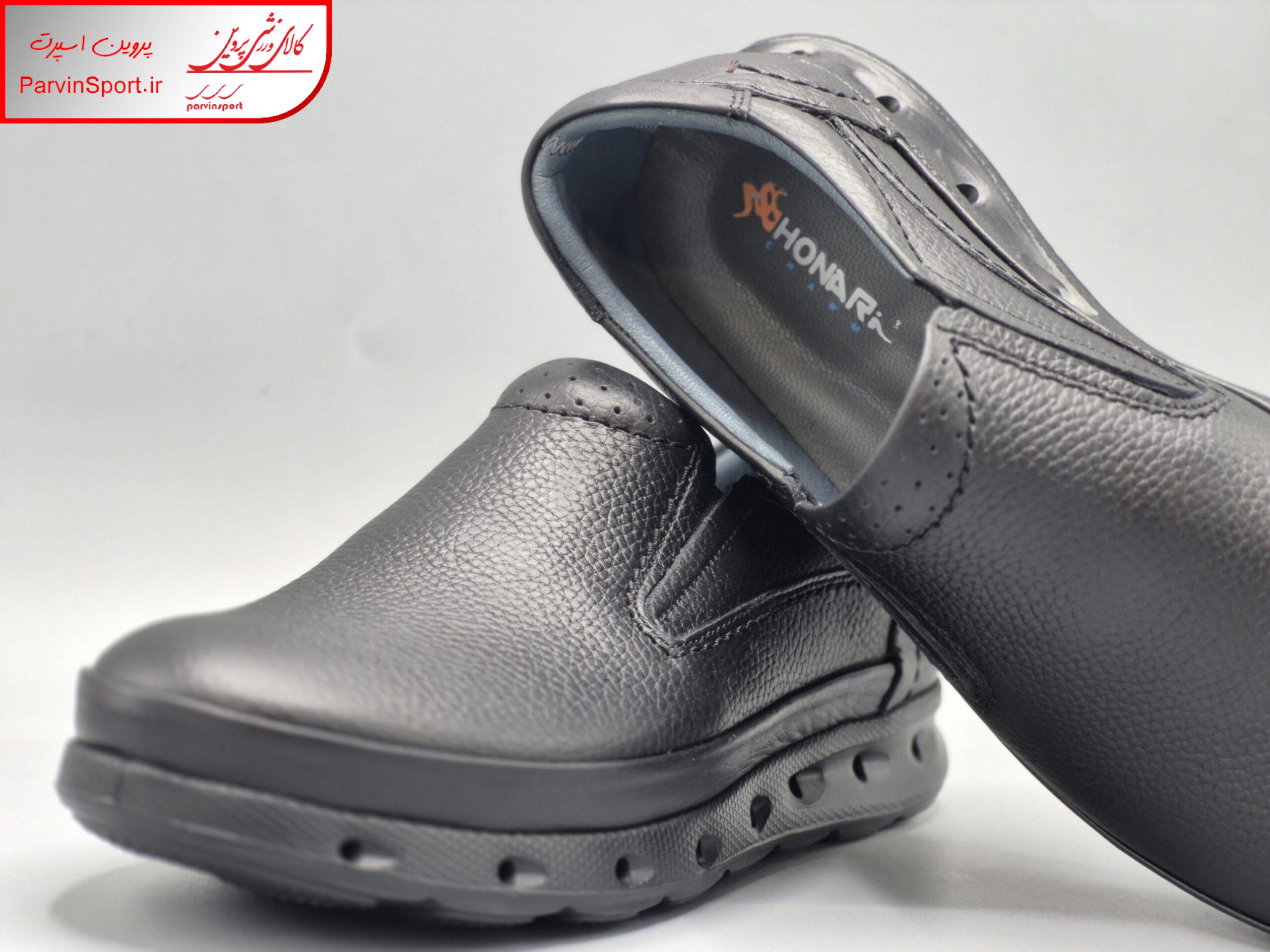 کفش طبی چرم طبیعی هنرین چرم مدل اکو رنگ مشکی - Image 3