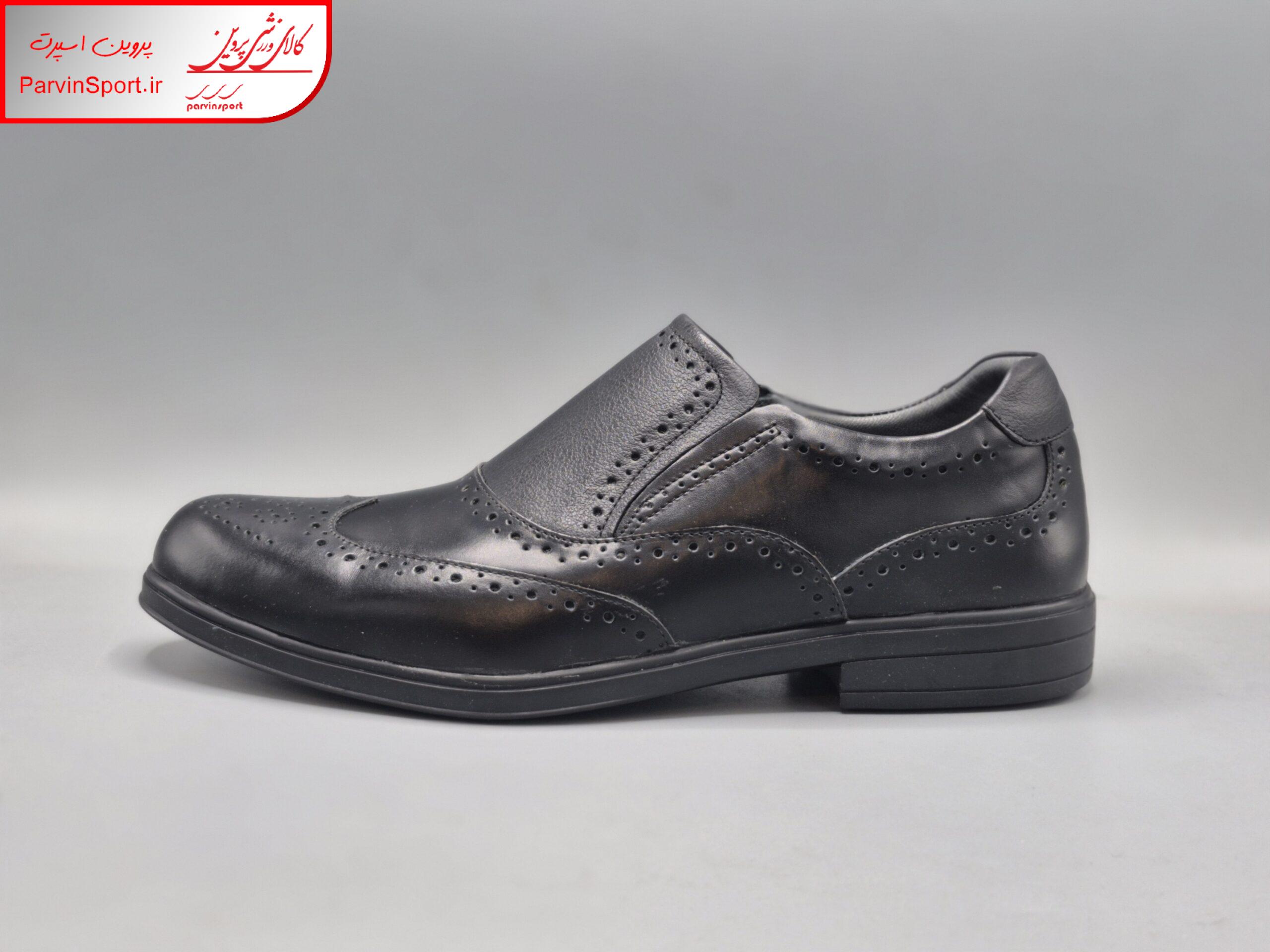 کفش طبی هنرین چرم مدل هشترک بی بند رنگ مشکی