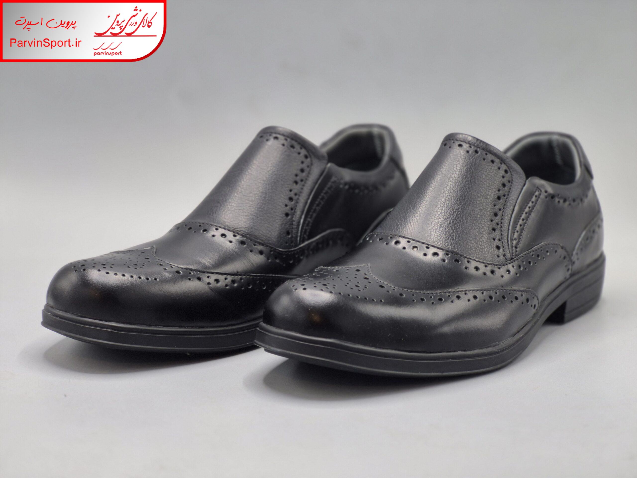 کفش طبی هنرین چرم مدل هشترک بی بند رنگ مشکی - Image 5