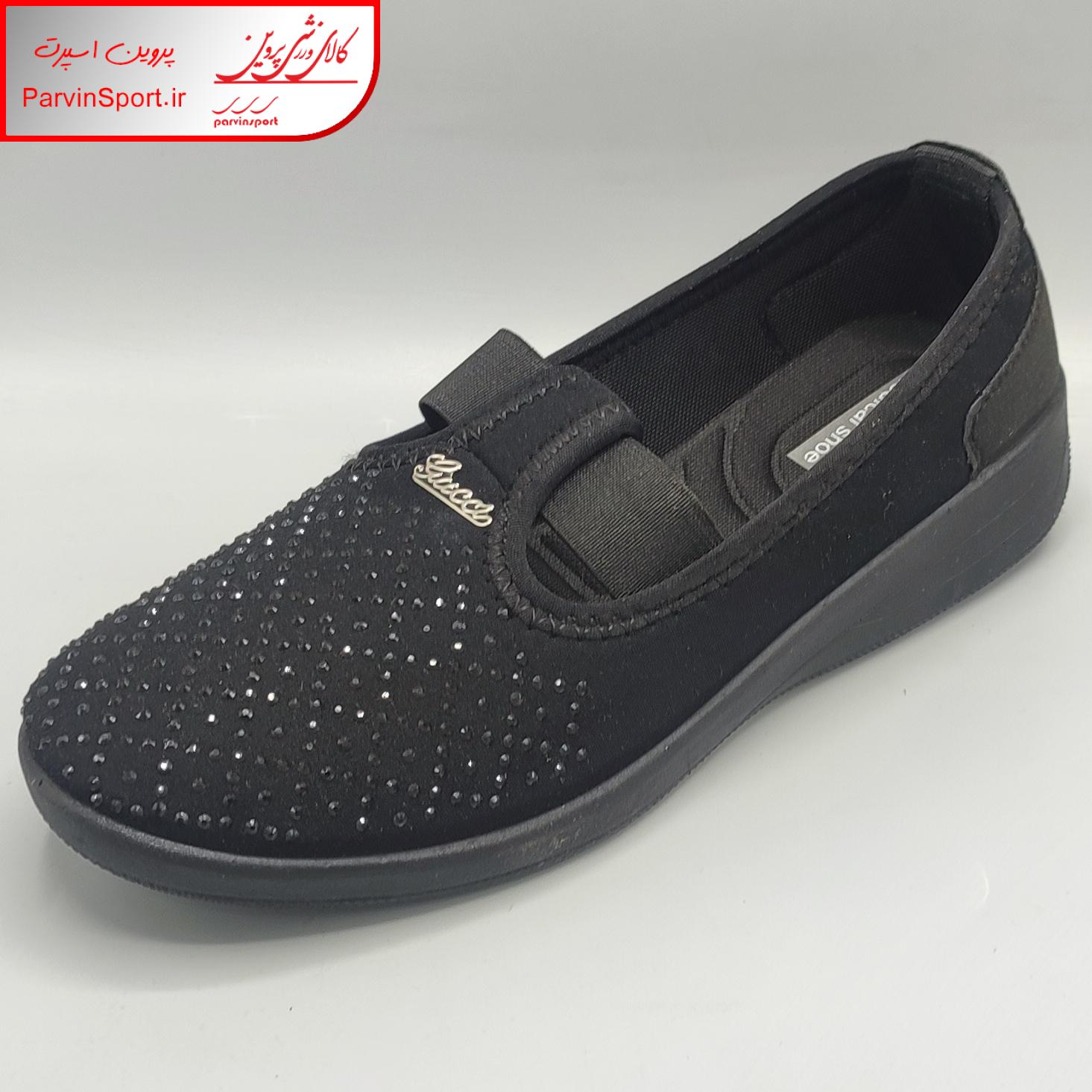 کفش راحتی زنانه مدل نگین دار سما رنگ مشکی - Image 2