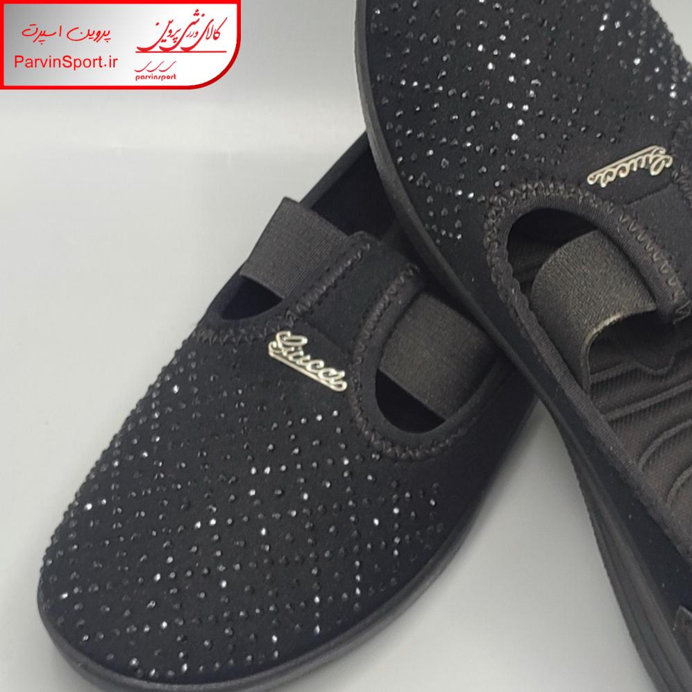 کفش راحتی زنانه مدل نگین دار سما رنگ مشکی - Image 5